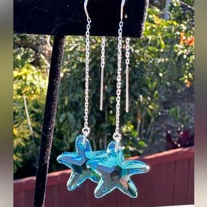 608. Starfish .925 Sterling Silver threaders Indicolite